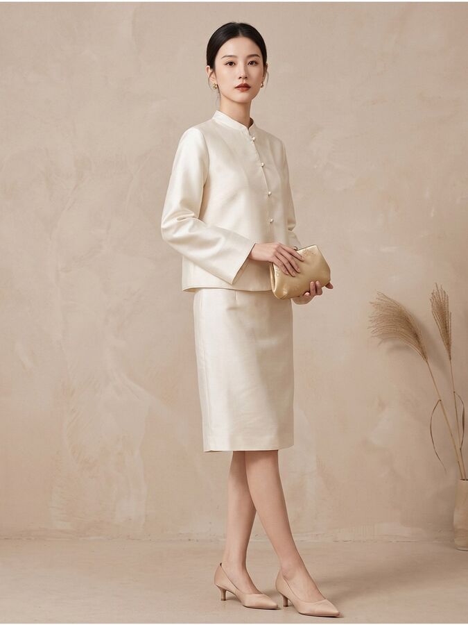 Solid Silk Long Sleeve Jacket view 3