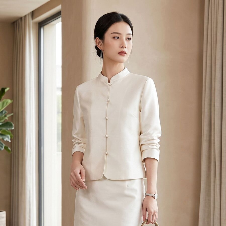 Solid Silk Long Sleeve Jacket view 6