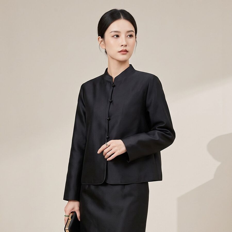 Solid Silk Long Sleeve Jacket view 7