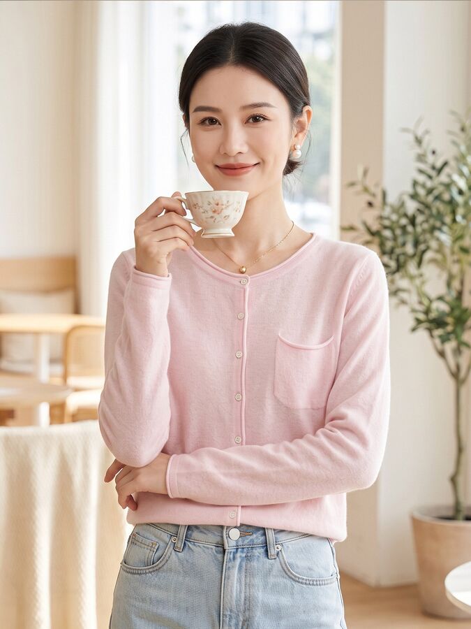 Solid Knit Long Sleeve Sweater view 2