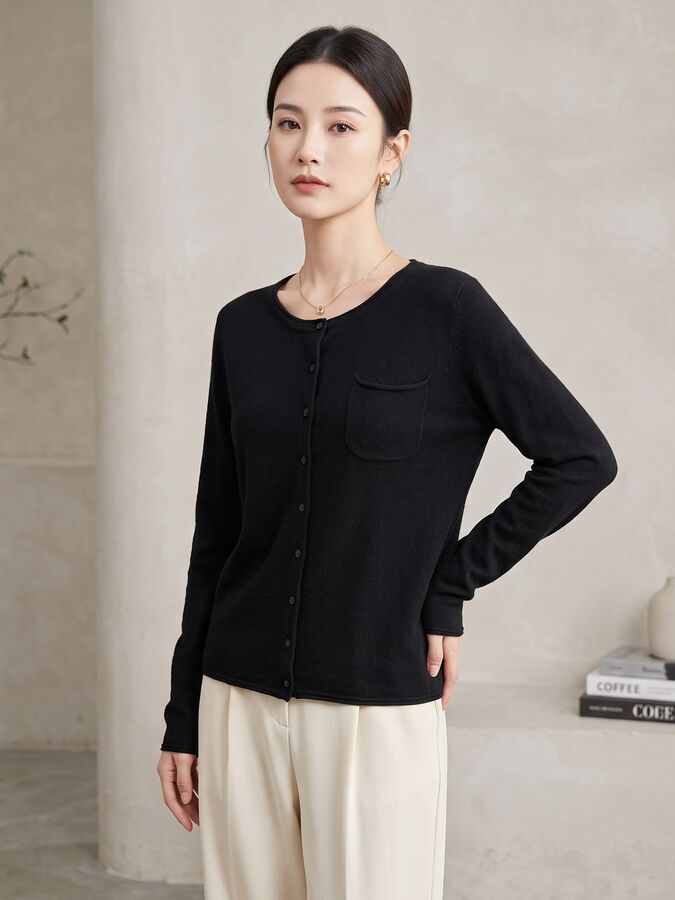 Solid Knit Long Sleeve Sweater view 3