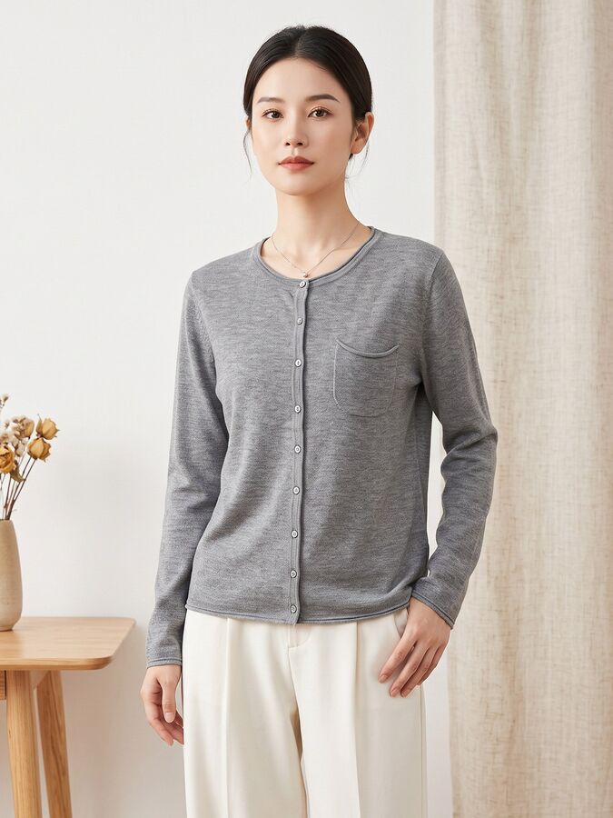 Solid Knit Long Sleeve Sweater view 4