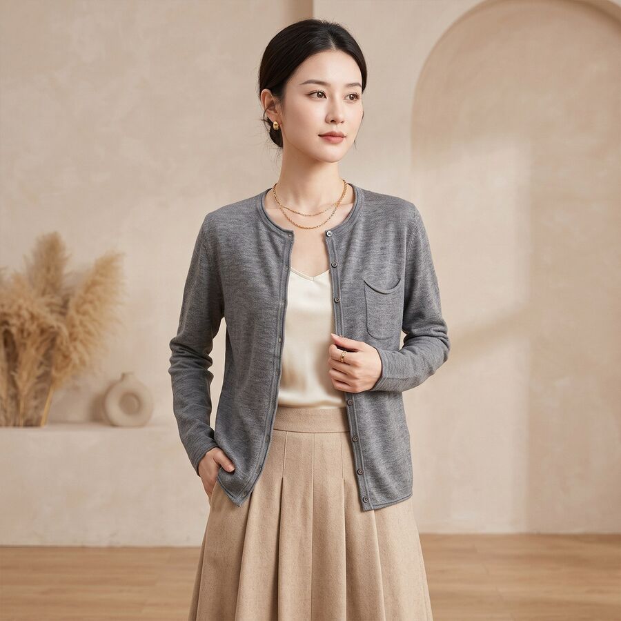 Solid Knit Long Sleeve Sweater view 7