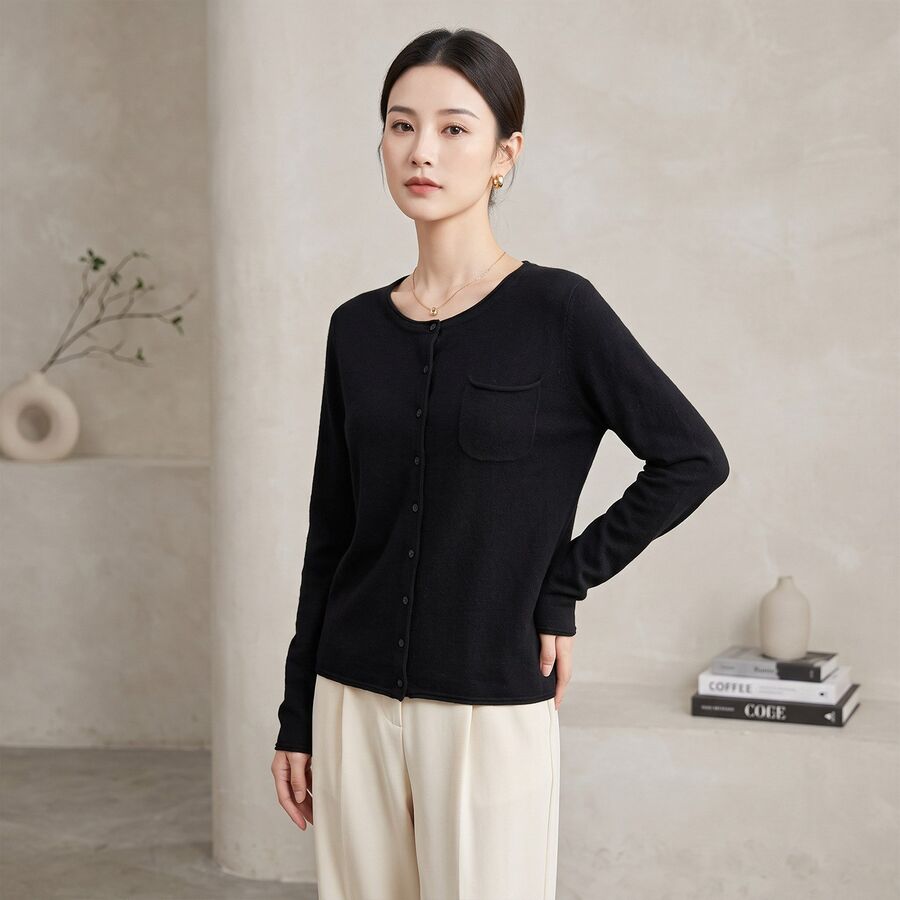 Solid Knit Long Sleeve Sweater view 8