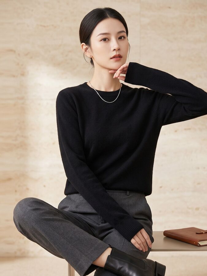 Solid Knit Long Sleeve Sweater