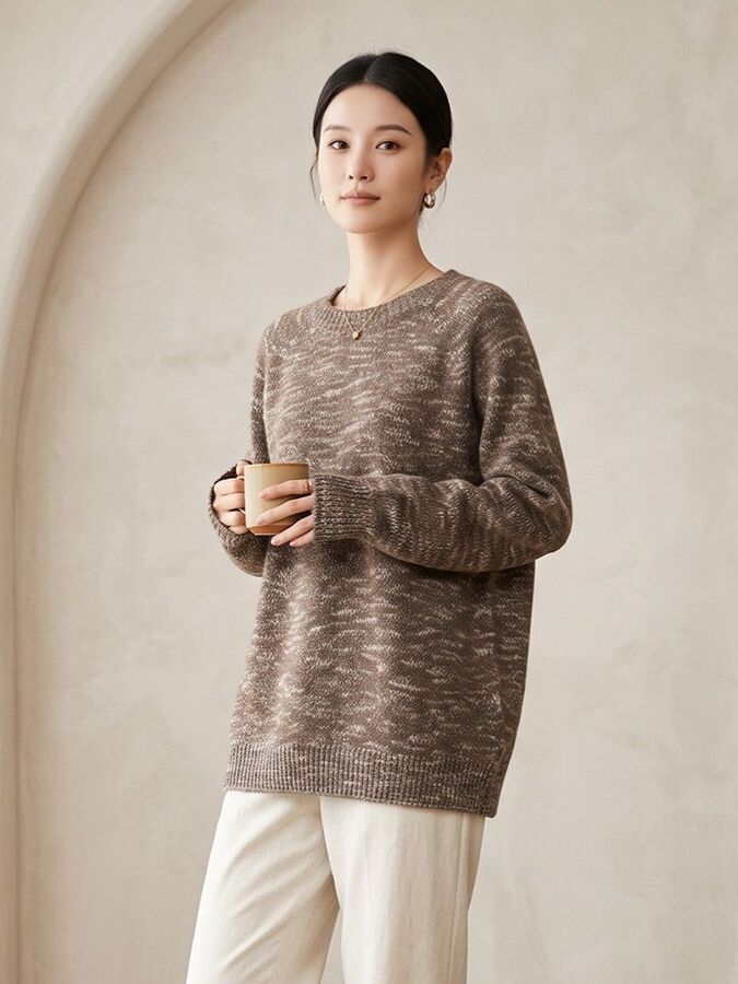 Solid Knit Long Sleeve Sweater