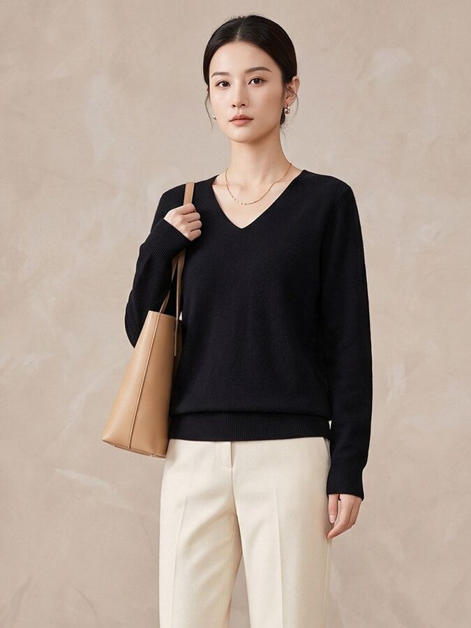 Solid Knit Long Sleeve Sweater view 2