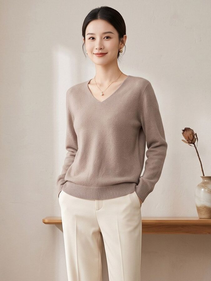 Solid Knit Long Sleeve Sweater view 3