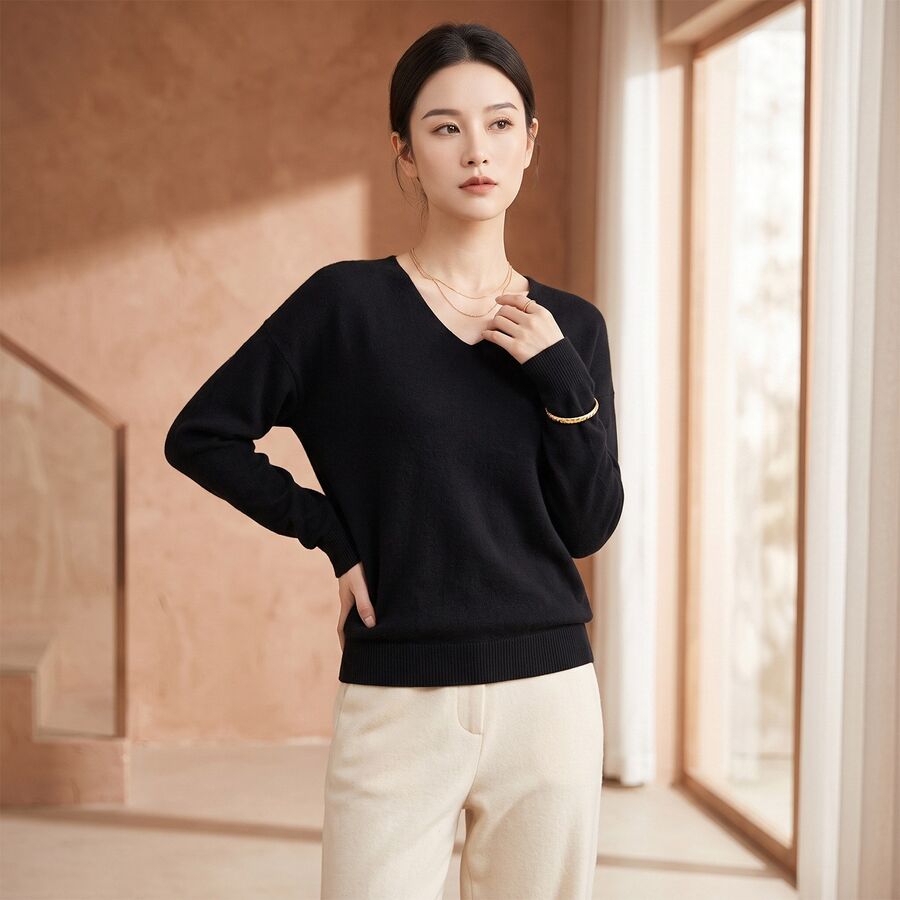 Solid Knit Long Sleeve Sweater view 6