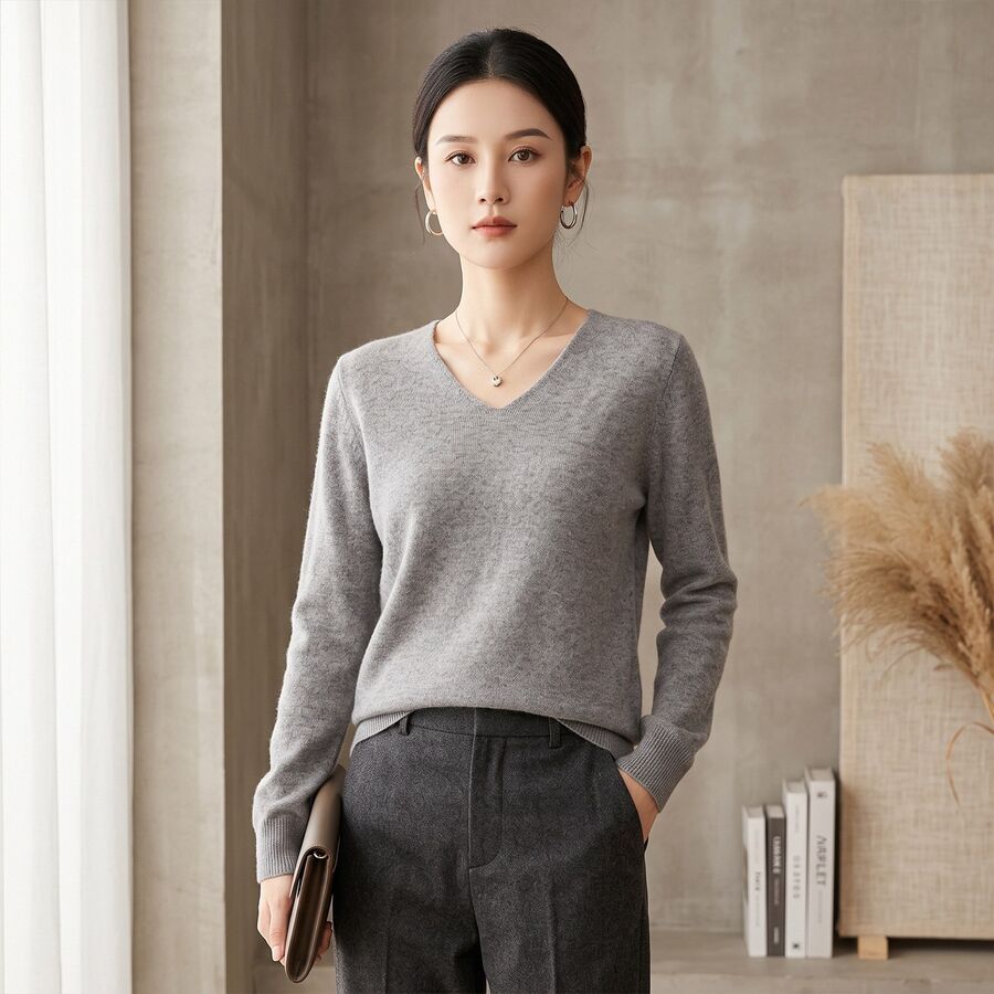 Solid Knit Long Sleeve Sweater view 7
