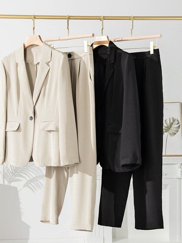Silk long sleeve blazer set
