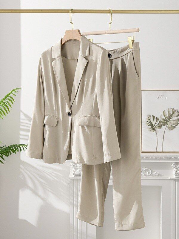 Silk Long Sleeve Blazer Set view 2