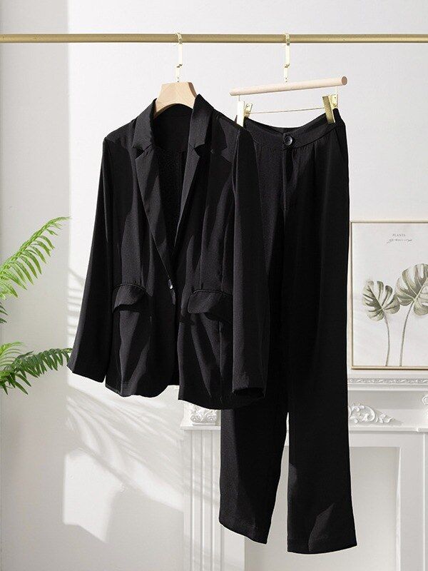 Silk Long Sleeve Blazer Set view 3