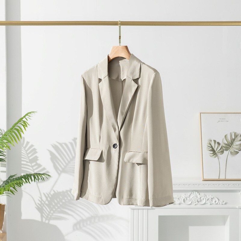 Silk Long Sleeve Blazer Set view 7