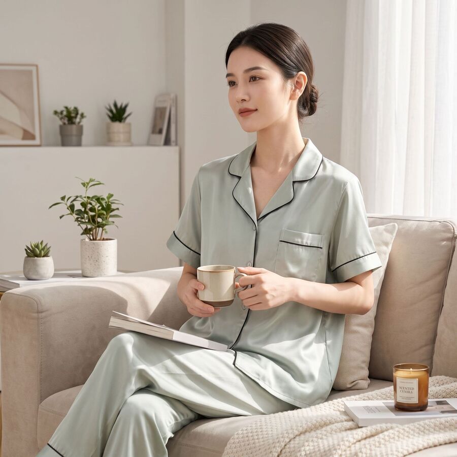 Satin silk short sleeve pajama set