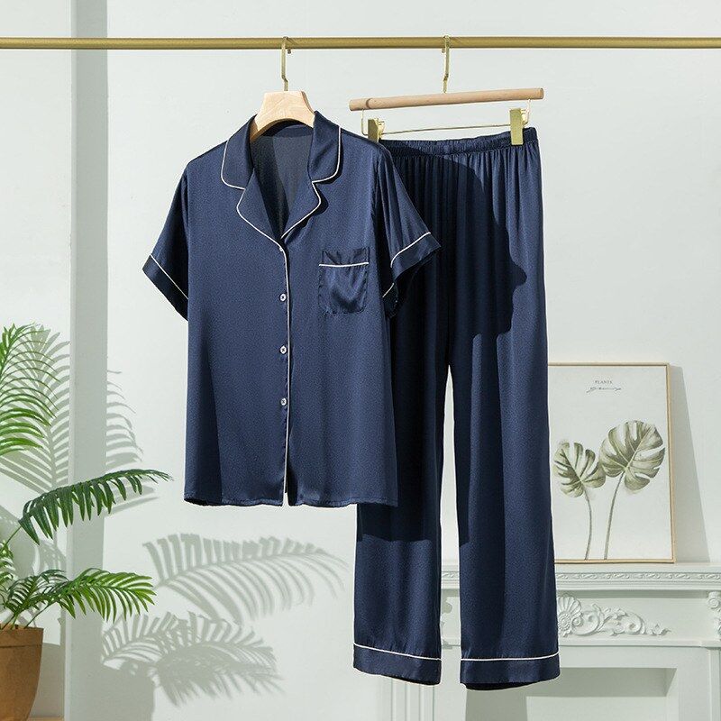 Satin-Seiden-Pyjama-Set mit kurzen Ärmeln view 10