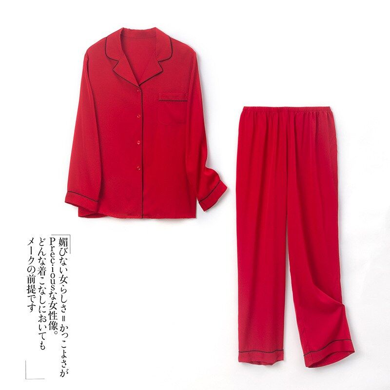 Conjunto de Pijama de Seda de Manga Larga view 7