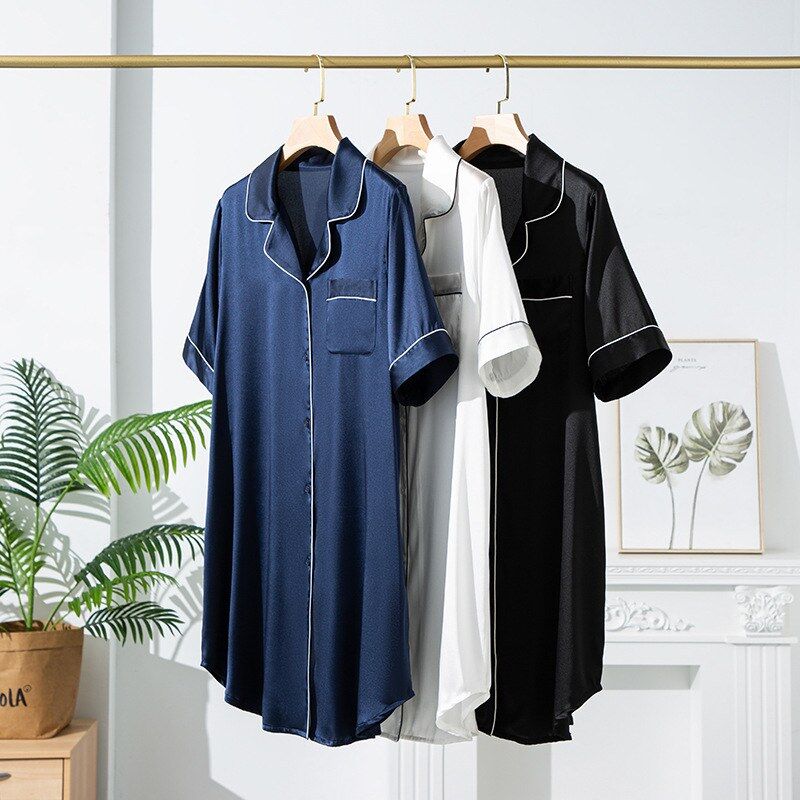 Silk short sleeve nightgown