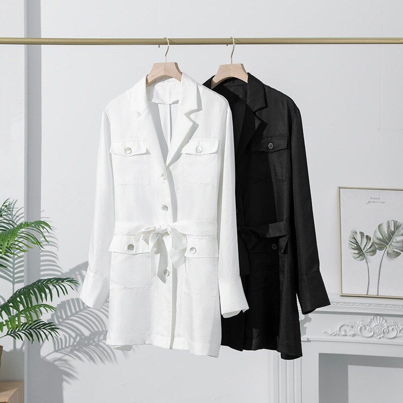 Silk long sleeve blazer jacket