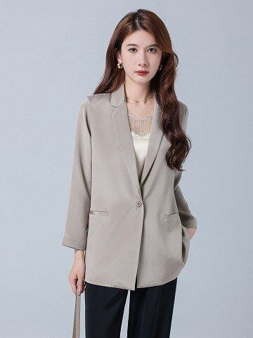 Silk long sleeve blazer jacket