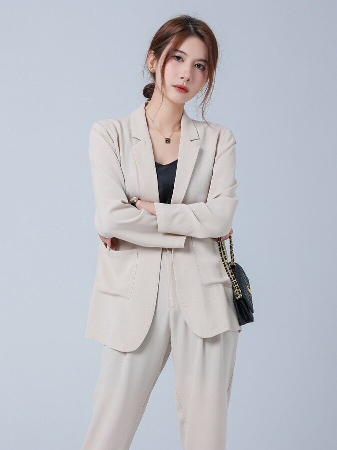Silk long sleeve blazer set