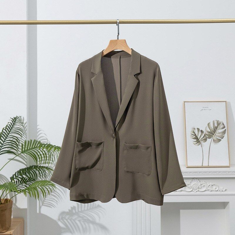 Conjunto de Blazer de Seda de Manga Longa view 10