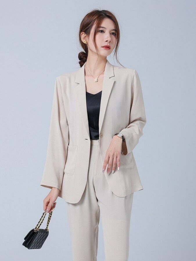 Conjunto de Blazer de Seda de Manga Longa view 2