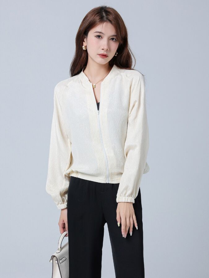 Chaqueta Bomber de Seda Manga Larga view 2
