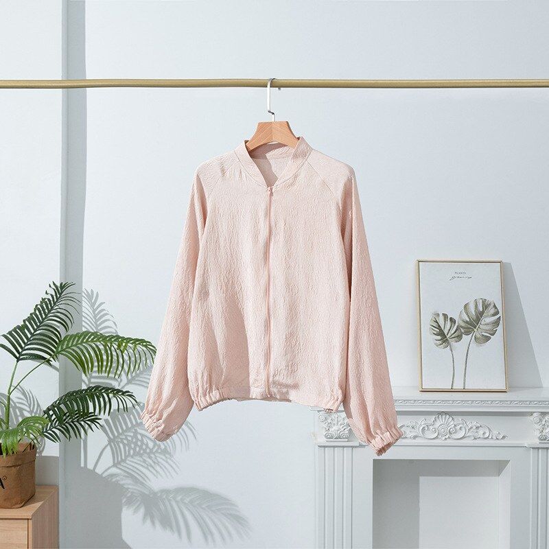 Chaqueta Bomber de Seda Manga Larga view 7