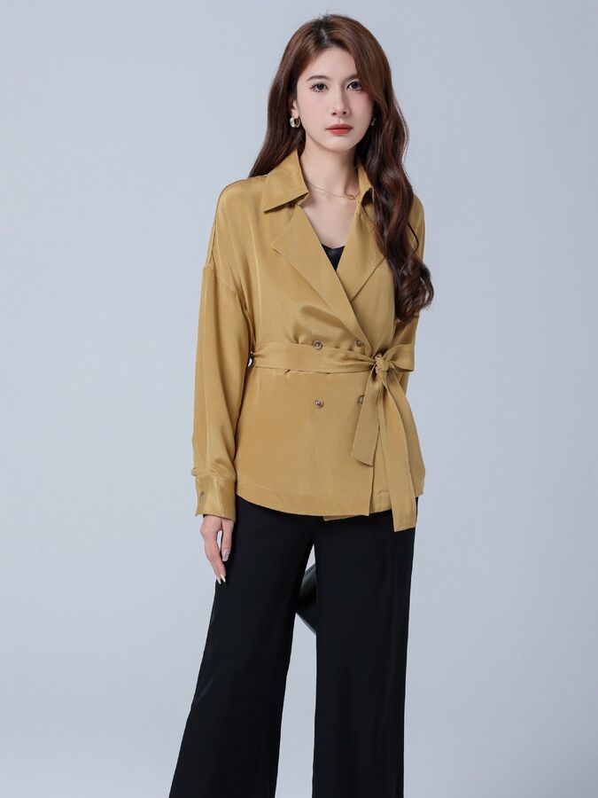 Silk Long Sleeve Trench Coat