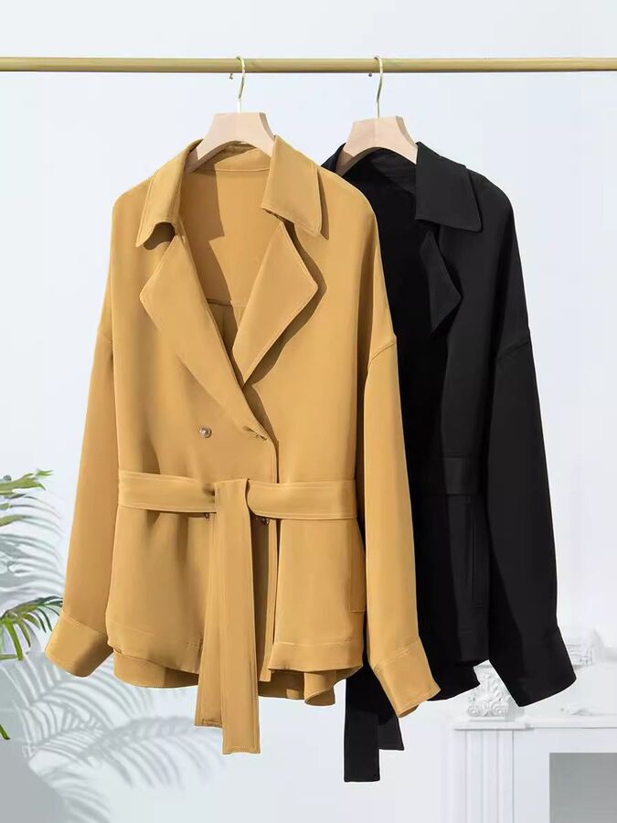 Trench Coat de Seda Manga Longa view 2