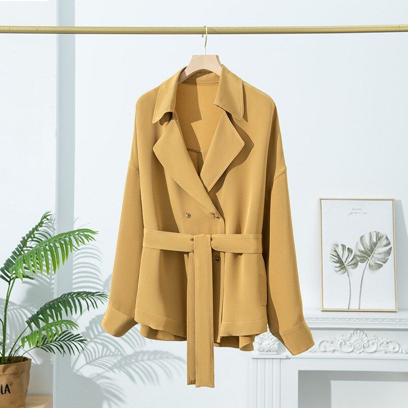 Trench Coat de Seda Manga Longa view 6