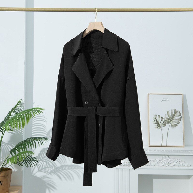 Trench Coat de Seda Manga Longa view 7