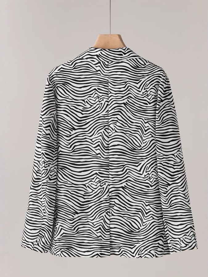 Silk Zebra Print Blazer Long Sleeve view 4