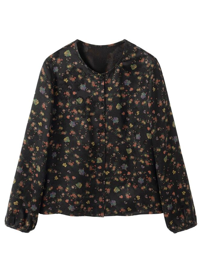 Silk Floral Print Long Sleeve Jacket view 5