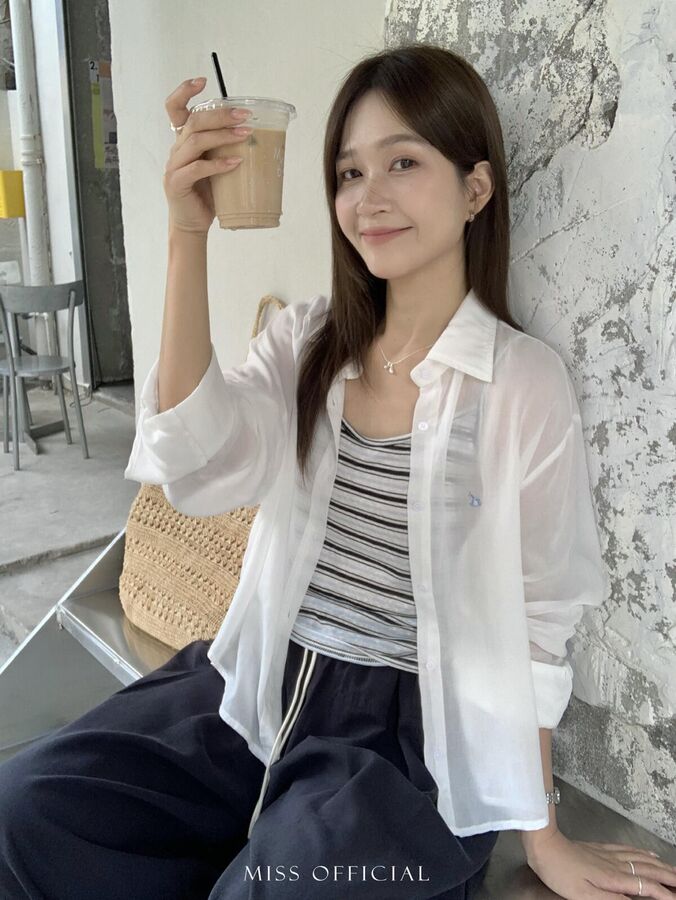 Striped Tank and Embroidered Shirt Set