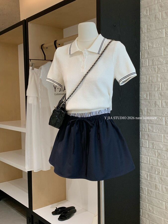 Polo short sleeve t-shirt and skirt set