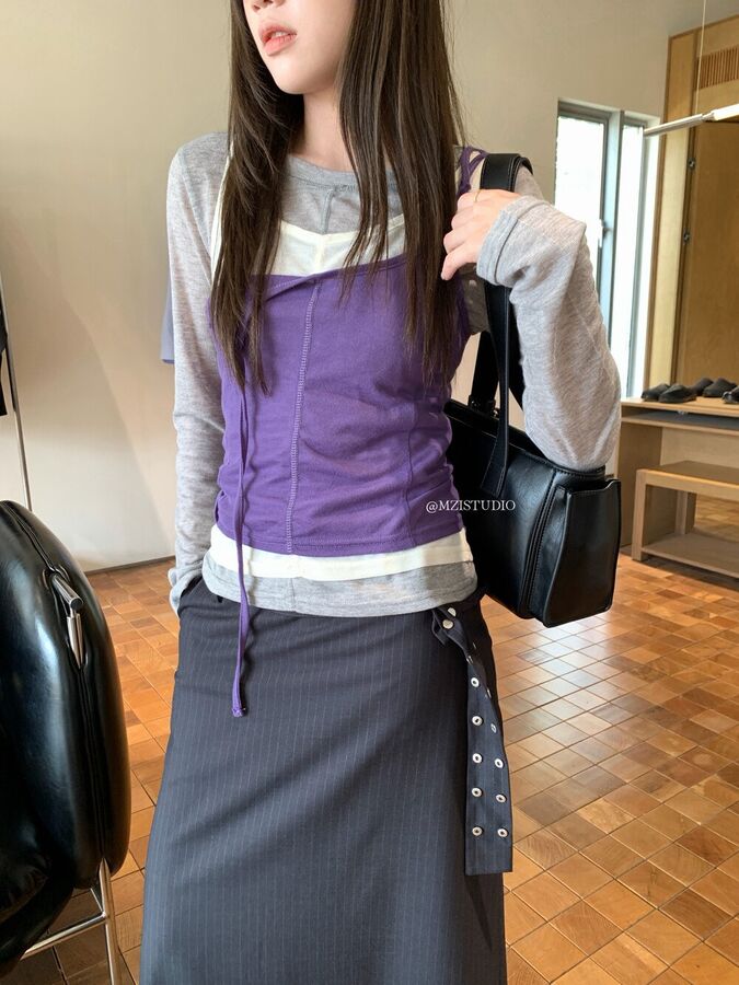 Cami Vest and Long Sleeve T-Shirt Set