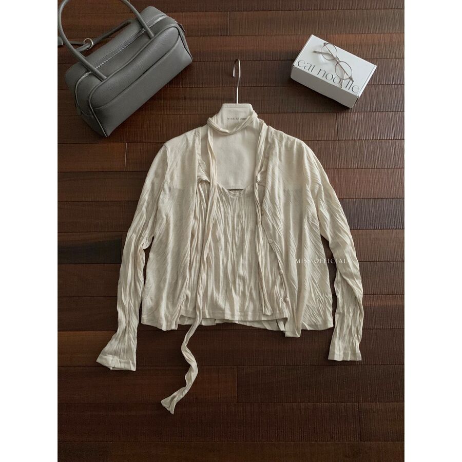 Textured Cami and Button Cardigan Set view 10