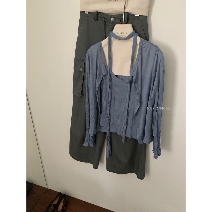 Textured Cami and Button Cardigan Set view 6