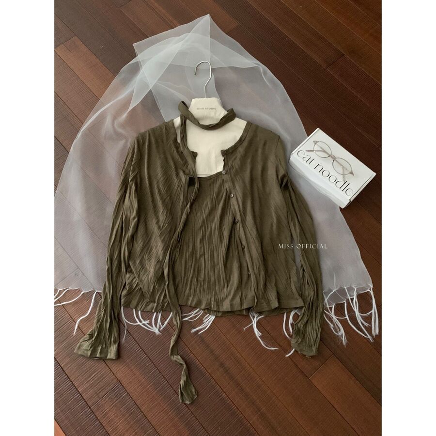 Textured Cami and Button Cardigan Set view 7