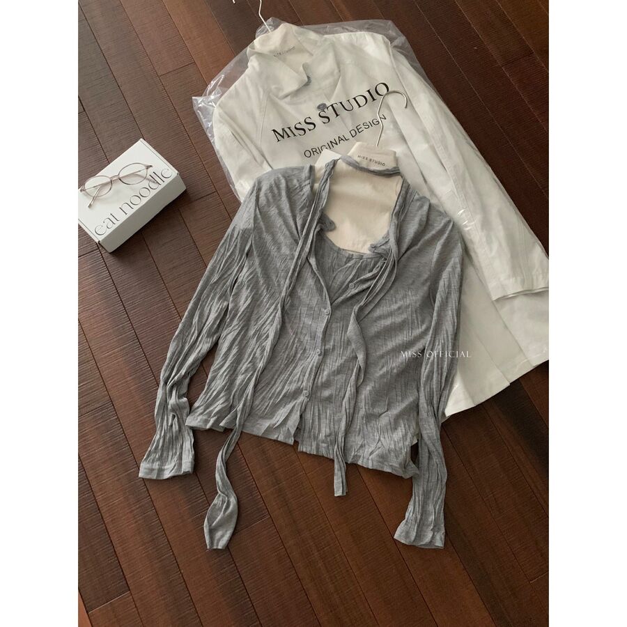 Textured Cami and Button Cardigan Set view 9