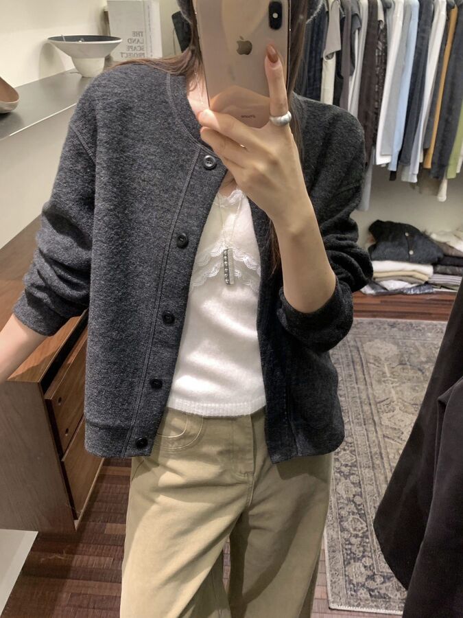 Chaqueta Corta Coreana de Mezcla de Lana view 4
