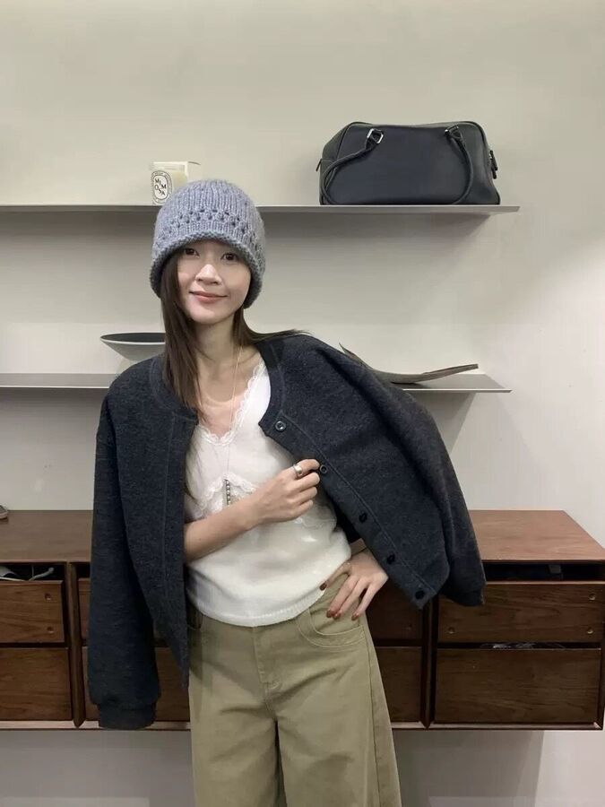 Chaqueta Corta Coreana de Mezcla de Lana view 6