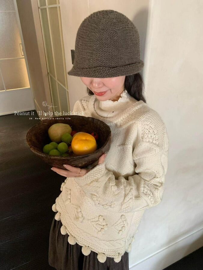 Korean Lazy Pom Pom Sweater