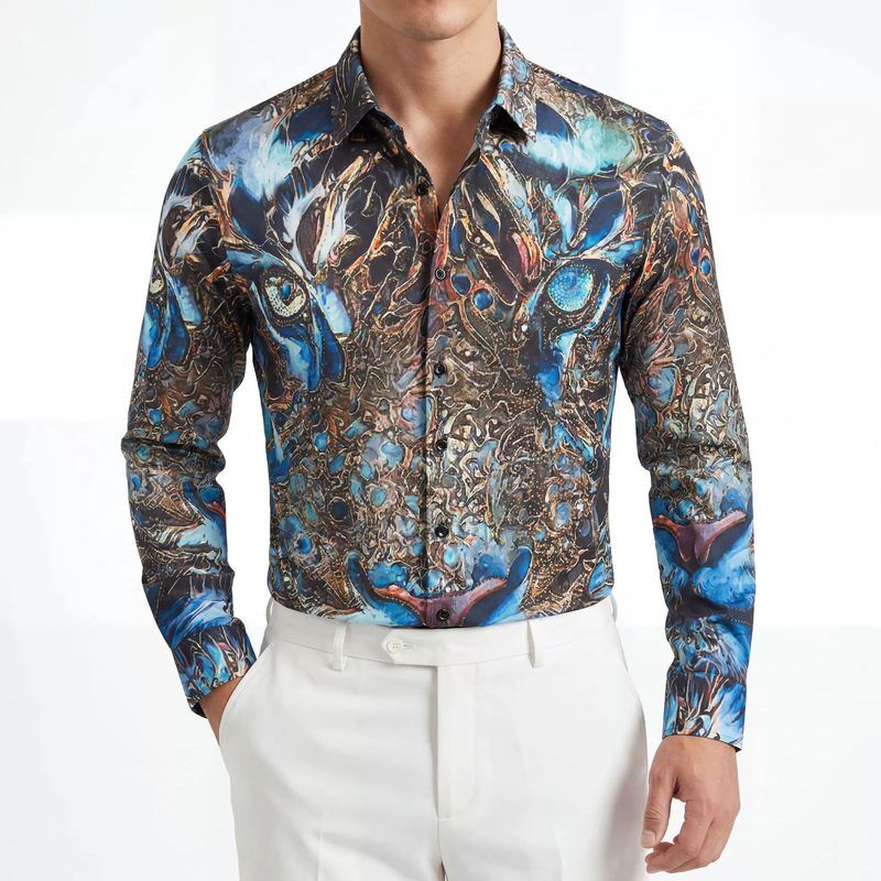 Printed men shirt AC-PS-003 polyester wholesale from China