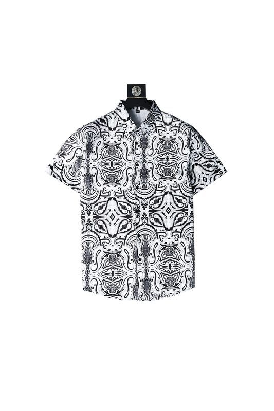 Black White Paisley Print Short Sleeve Shirt view 6
