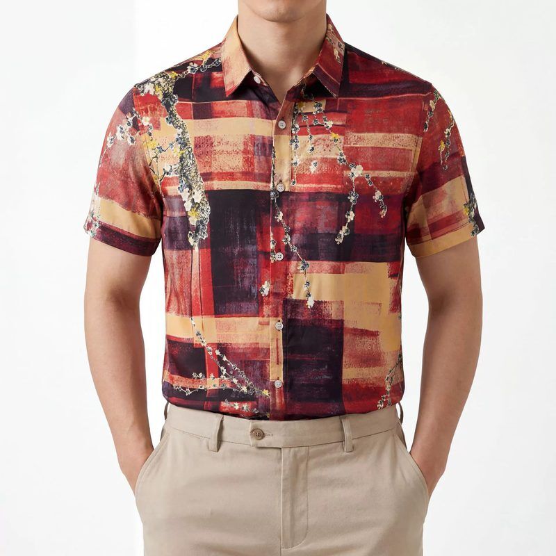 Printed men shirt AC-PS-016 polyester wholesale from China