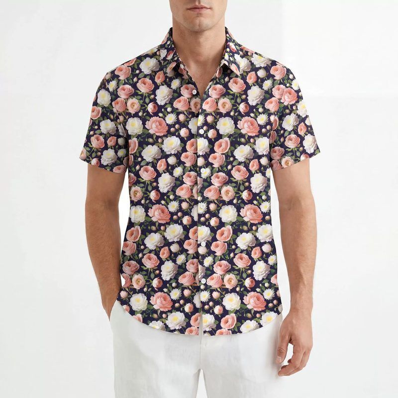 Printed men shirt AC-PS-019 polyester wholesale from China