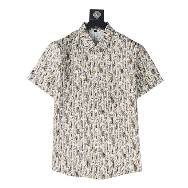 Gold Geometric Print Short Sleeve Shirt view 5